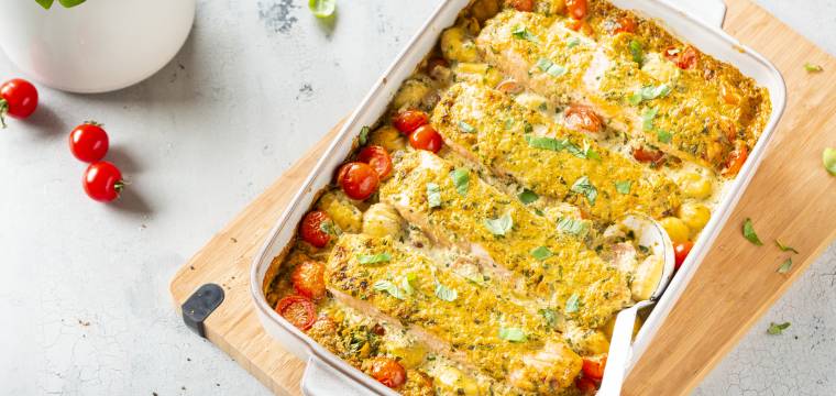 Ofenlachs „Toskana“ mit Gnocchi