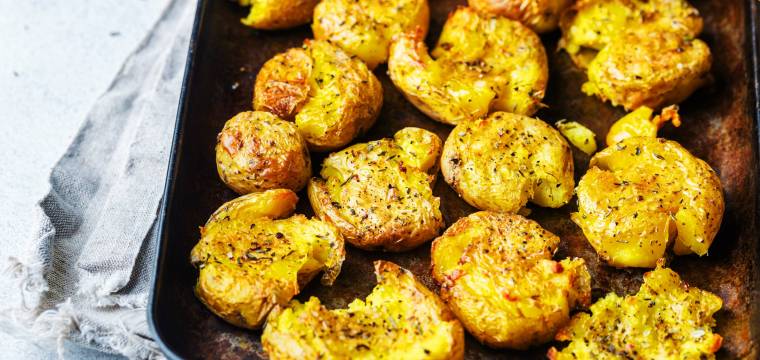 Smashed Potatoes mit Knoblauch Smashed Potatoes mit Knoblauch