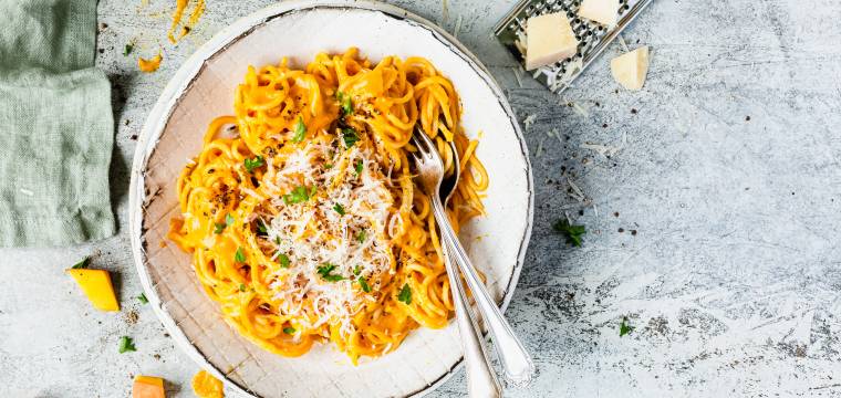 Spaghetti mit Kürbissoße