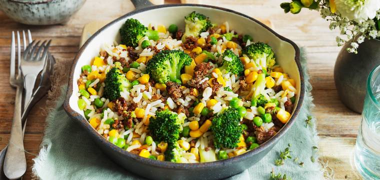 Reispfanne mit Hackfleisch