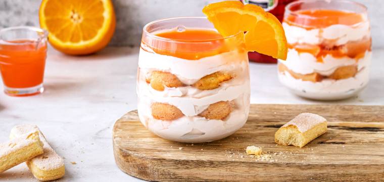 Cremiges "Aperol" Tiramisu im Glas