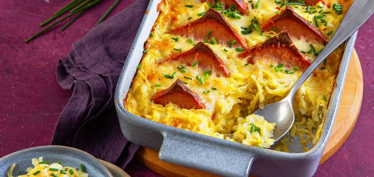 Gipfelstürmer-Auflauf mit Leberkäse