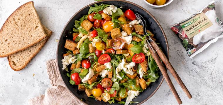 Brotsalat mit Tomate und Mozzarella Brotsalat mit Tomate und Mozzarella