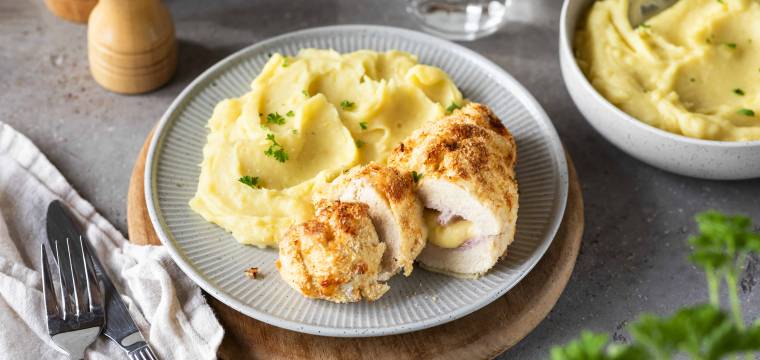 Cordon Bleu mit Kartoffelpüree Cordon Bleu mit Kartoffelpüree