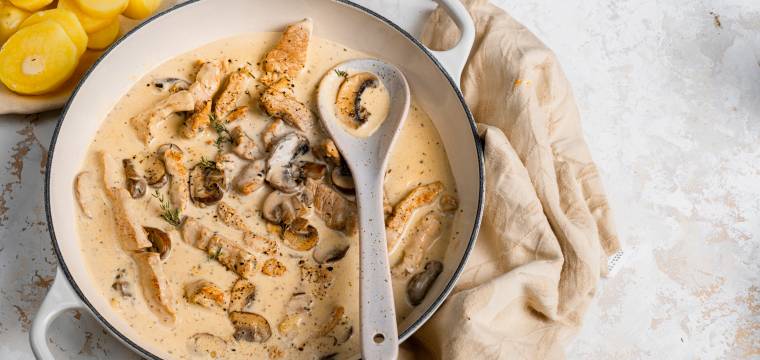 Schweinegeschnetzeltes  mit Pilz-Rahm-Soße