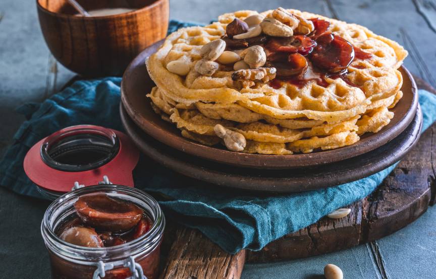 Buttermilchwaffeln mit Pflaumenkompott mit dem Monsieur Cuisine | ZauberMix