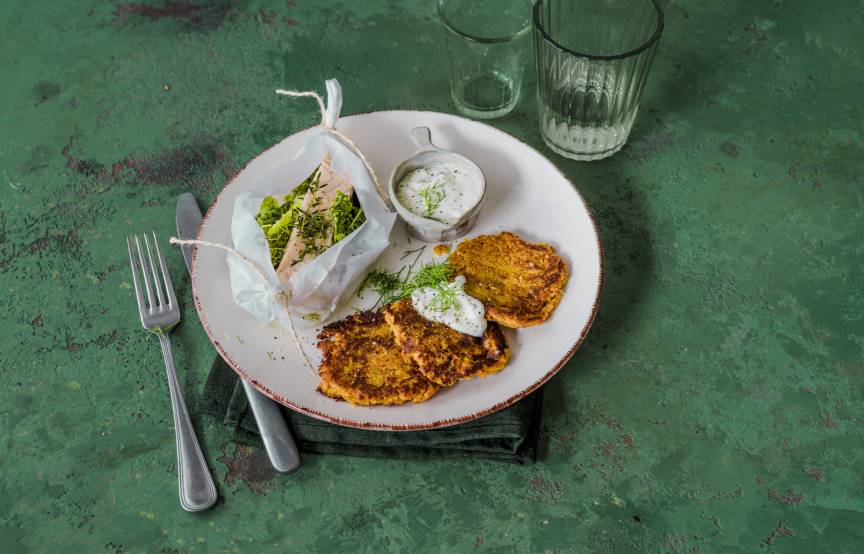 Gedämpfter Lachs mit Rösti und Dip aus dem Monsieur Cuisine | ZauberMix