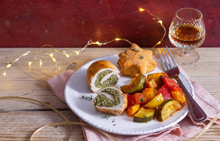Hähnchenrouladen mit Ratatouille und Parmesanscones | ZauberMix