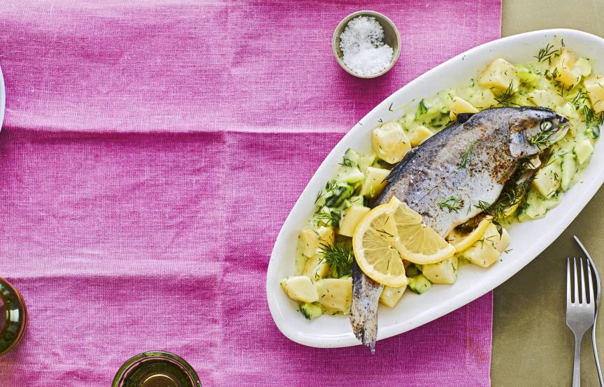 Forelle mit Kartoffel-Gurken-Gemüse im Monsieur Cuisine | ZauberMix