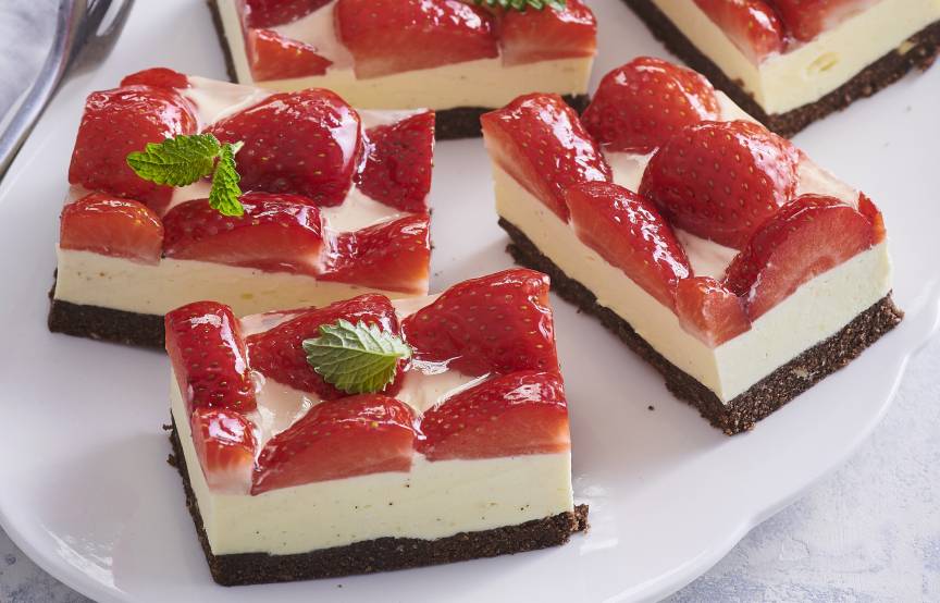 Erdbeer-Pudding-Schnitten ohne Backen mit dem Monsieur Cuisine | ZauberMix
