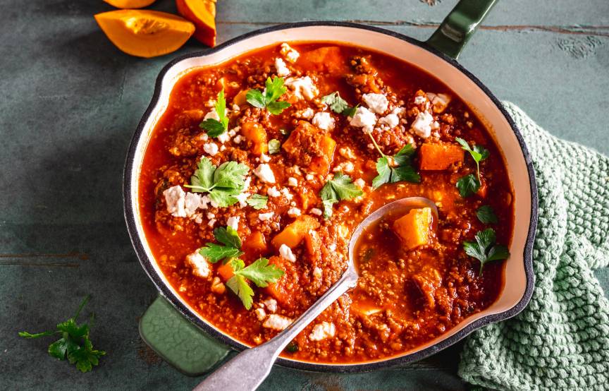 Kürbis-Hackfleisch-„Pfanne&amp;quot; mit Feta mit dem Monsieur Cuisine ...