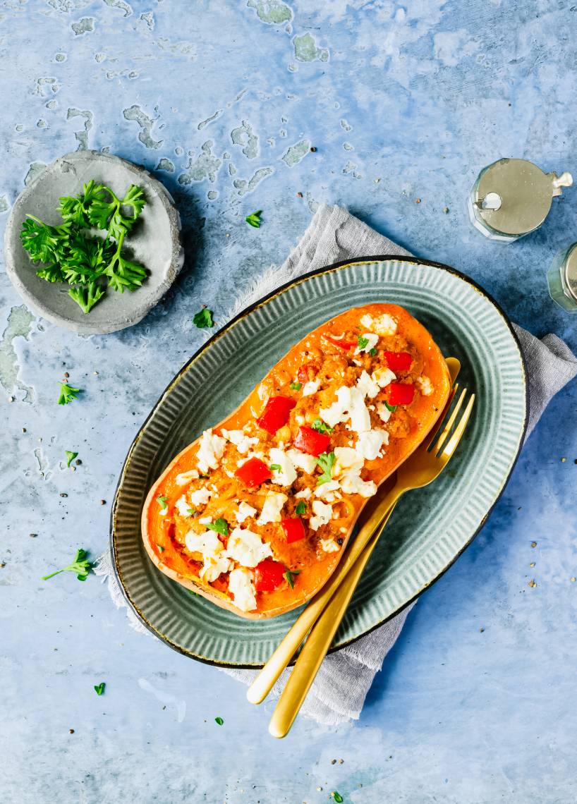 Gefüllter Butternutkürbis