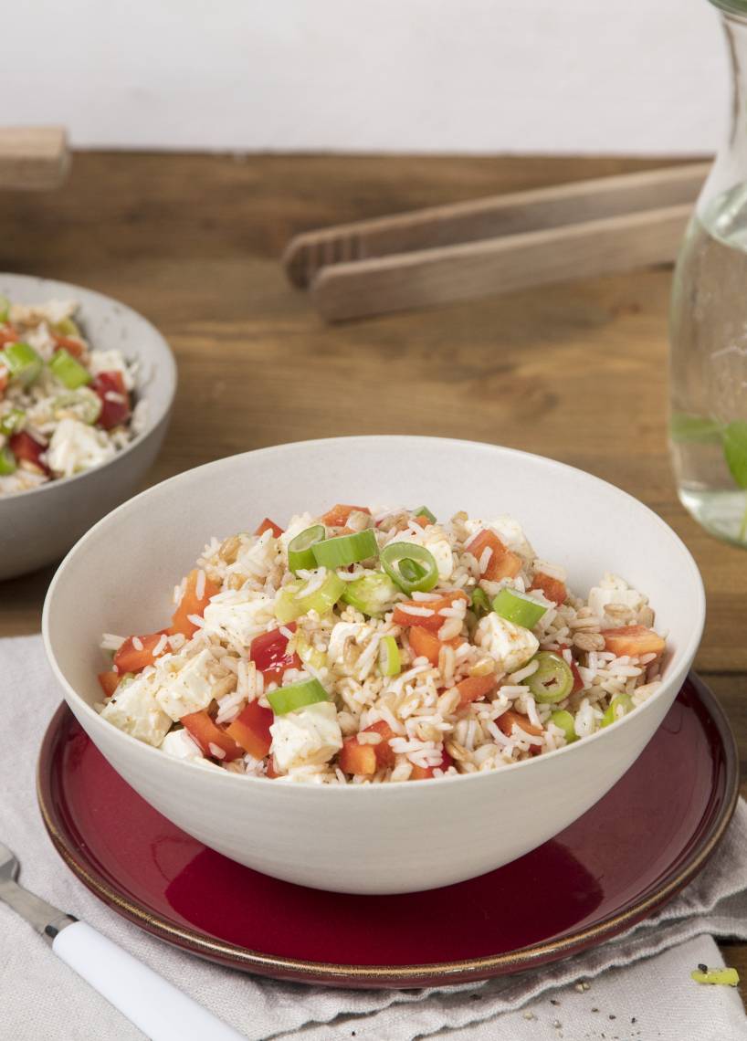 Griechischer Reissalat mit Paprika und Feta | ZauberMix Griechischer Reissalat mit Paprika und Feta | ZauberMix