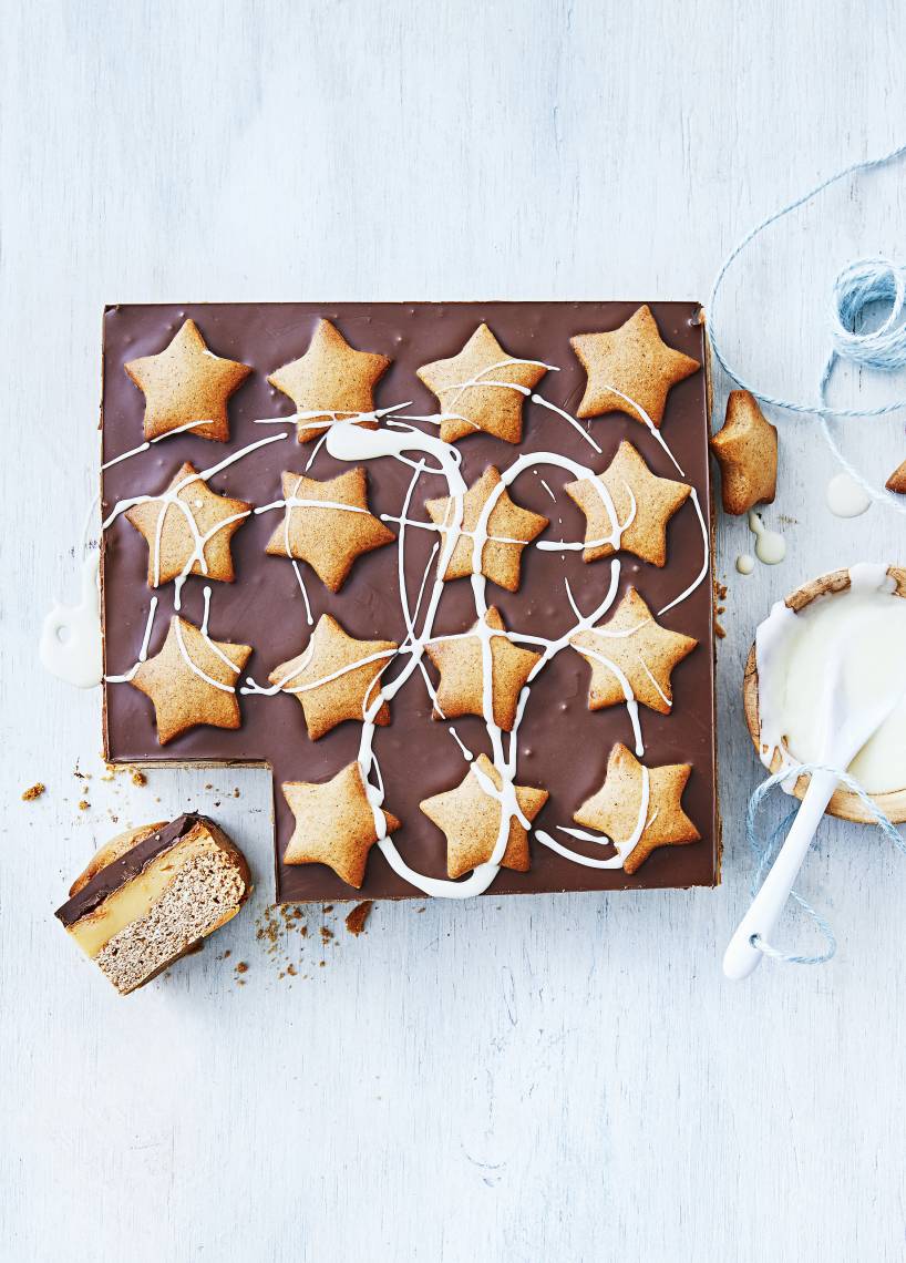 Lebkuchen-Schoko-Karamell-Schnitten