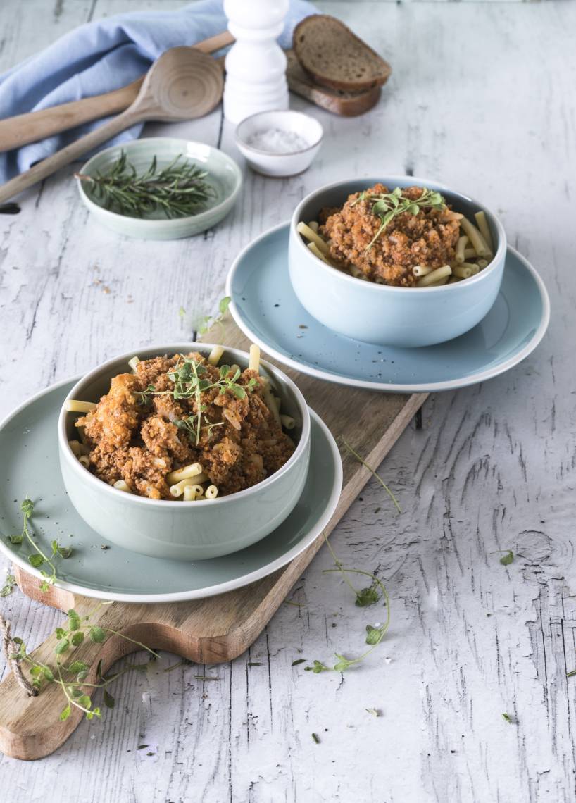 Nudeln mit Blumenkohl-Hackfleischsoße im Monsieur Cuisine | ZauberMix