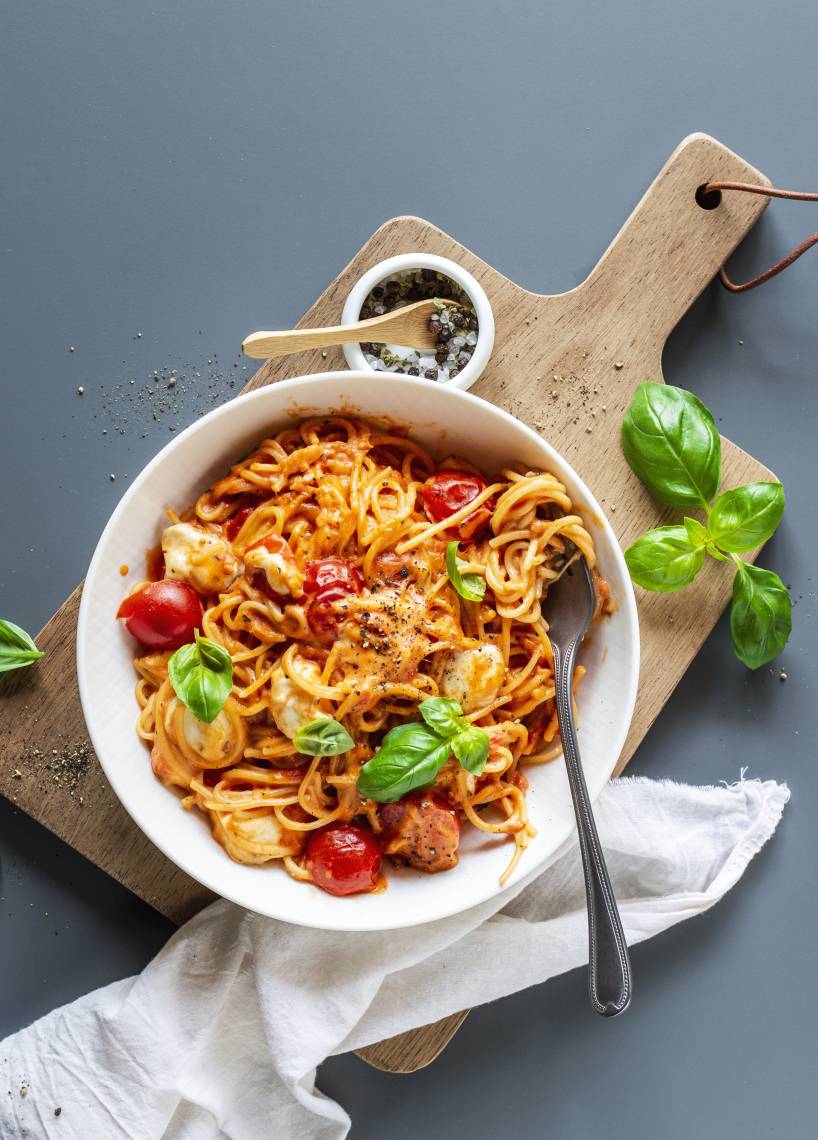 One-Pot-Spaghetti Tomate-Mozzarella