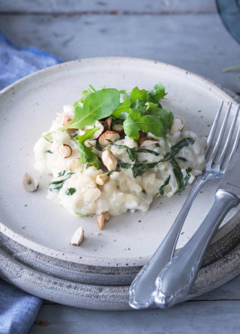 Rucolarisotto mit Ziegenfrischkäse