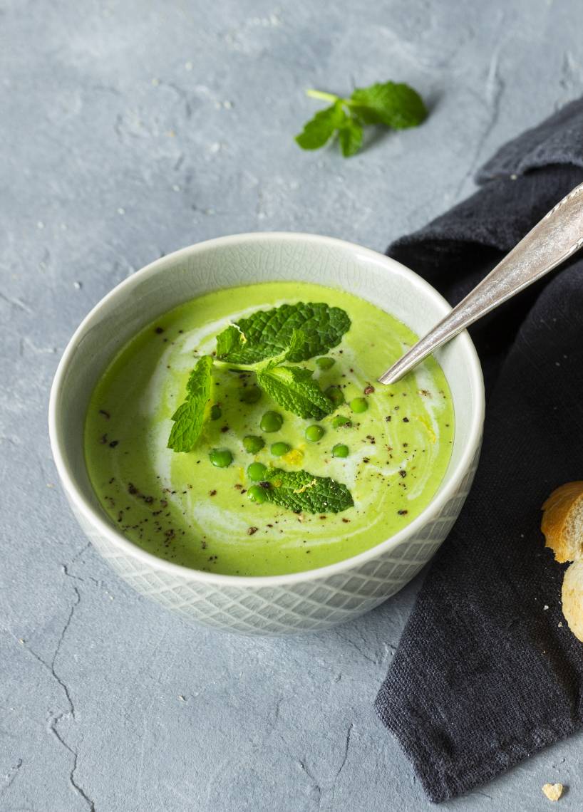 Schnelle Erbsensuppe mit Sahne