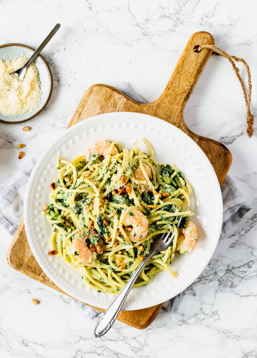 Spaghetti mit Knoblauchsoße und Garnelen im Monsieur Cuisine | ZauberMix Spaghetti mit Knoblauchsoße und Garnelen im Monsieur Cuisine | ZauberMix