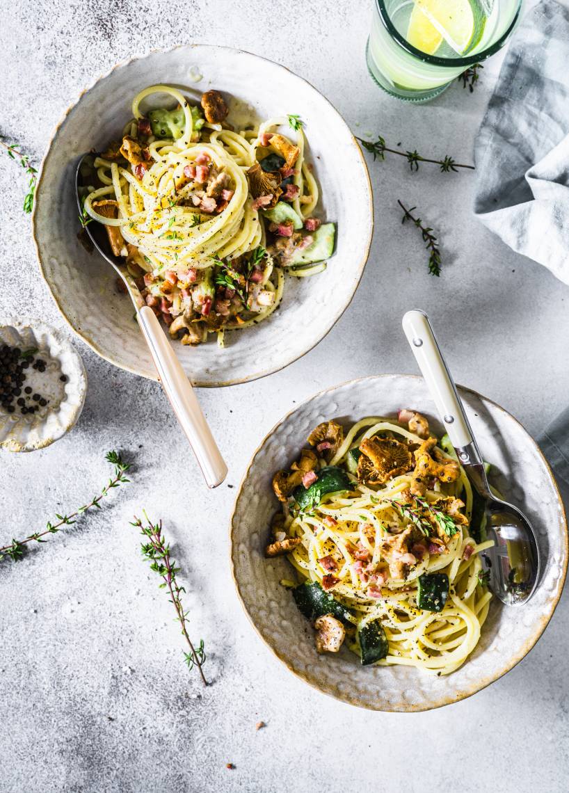 Spaghetti mit Pfifferling-Cremesoße