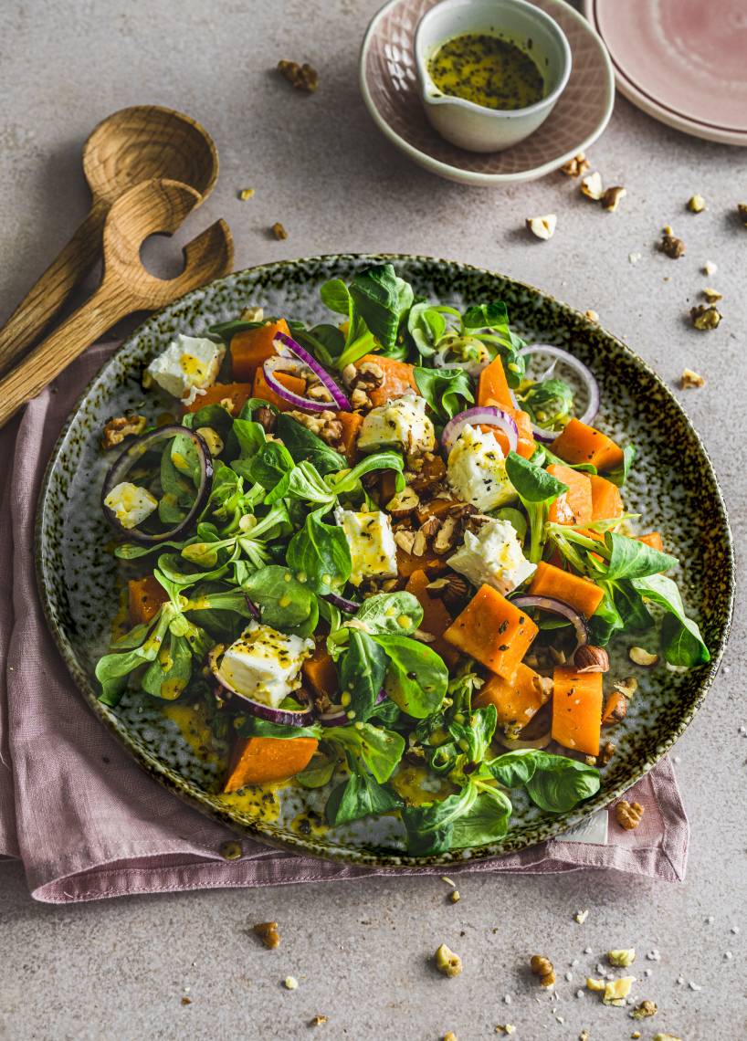 Süßkartoffelsalat mit Hirtenkäse aus dem Monsieur Cuisine | ZauberMix Süßkartoffelsalat mit Hirtenkäse aus dem Monsieur Cuisine | ZauberMix