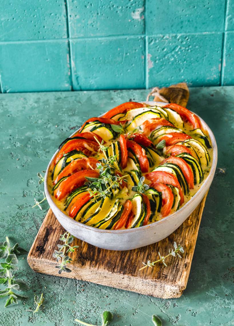 Low-Carb-Zucchini-Tomaten-Auflauf