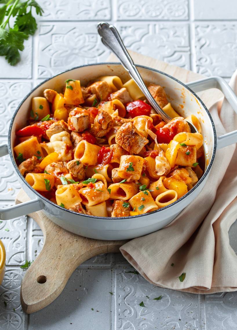 One-Pot-Millerighe mit Paprika und Hähnchen