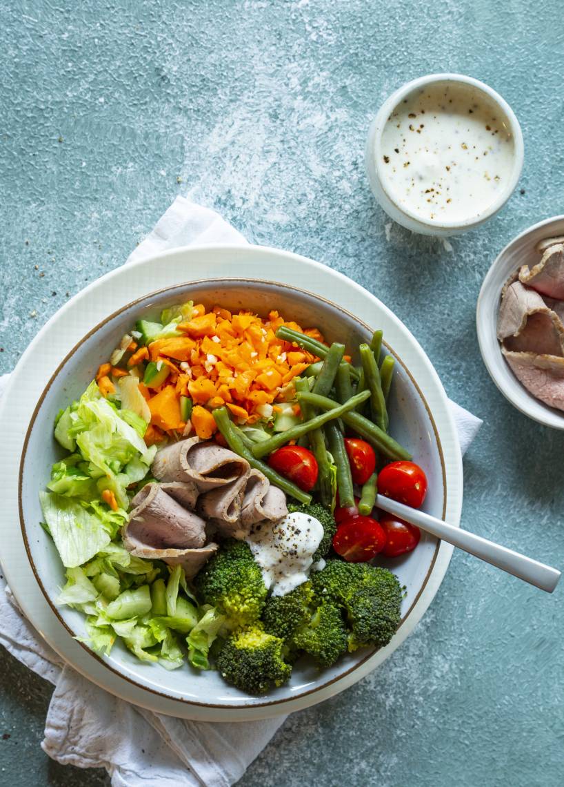 Roastbeef-Bowl mit Bohnen