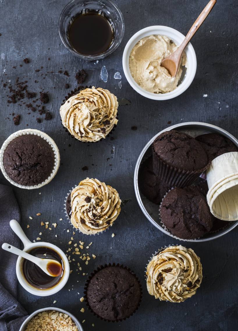 Schokocupcakes mit Karamellfrosting