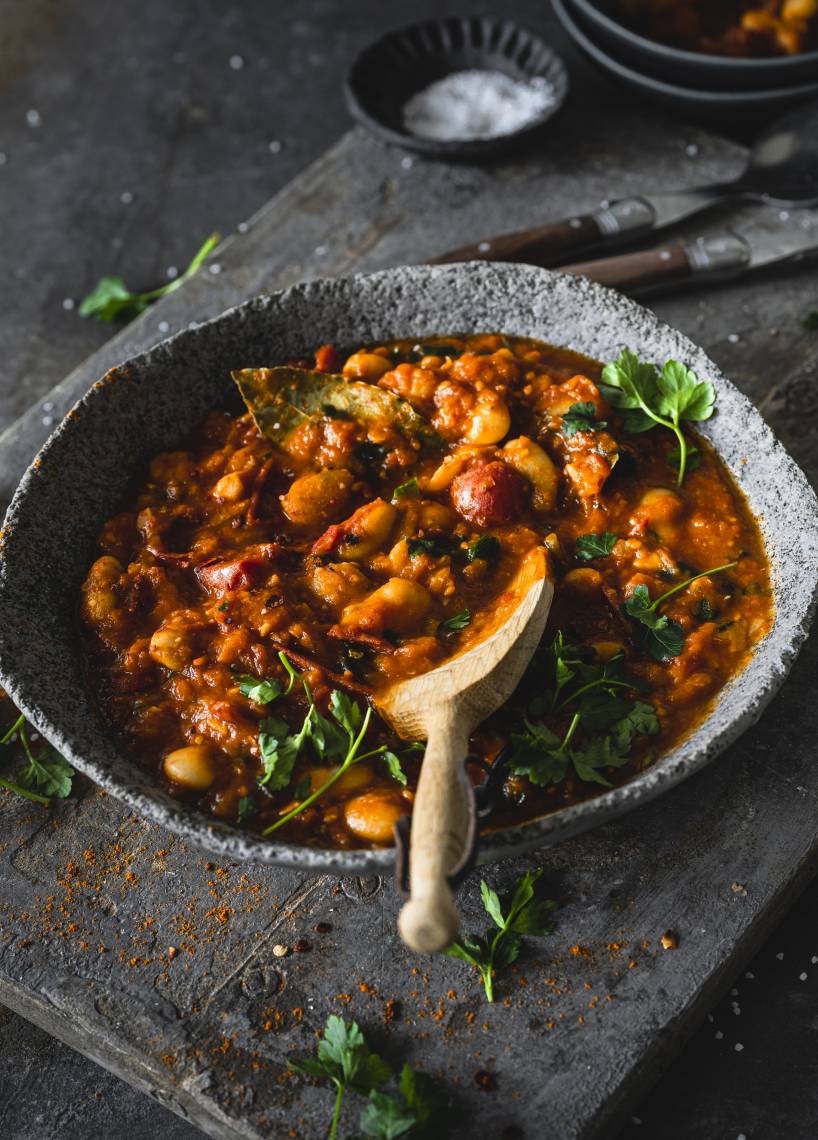 Weiße Riesenbohnen in Tomatensoße