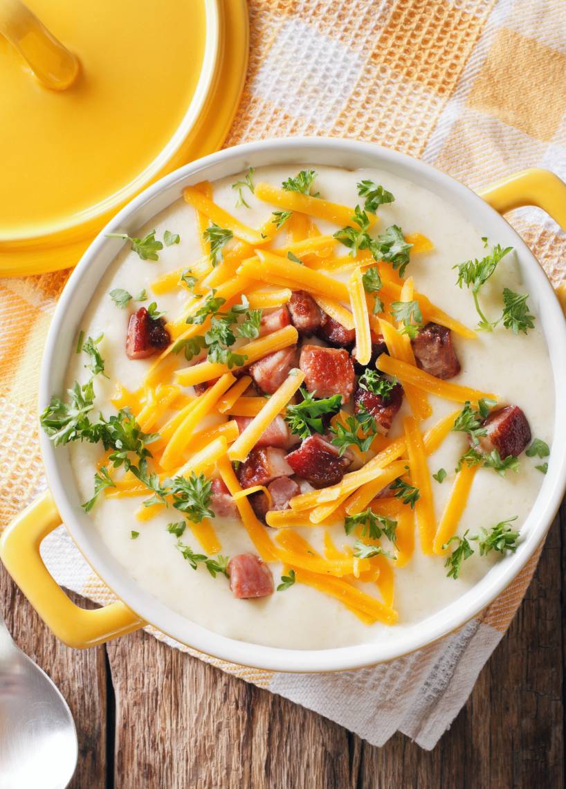 Kartoffelsuppe mit Cheddar und Speck