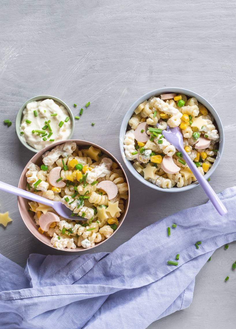 Mond-Sterne-Nudelsalat mit eifreier Mayonnaise
