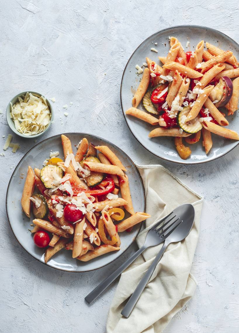 One-Pot-Pasta mit Ratatouille