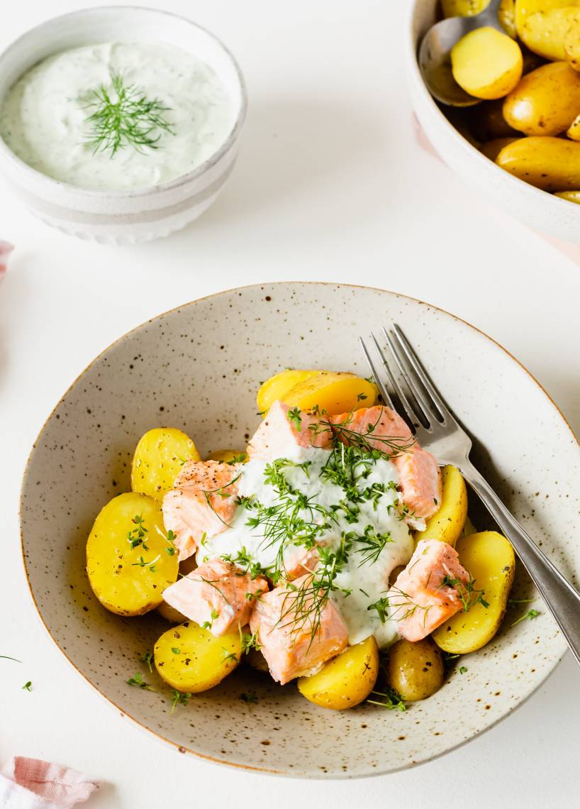 Drillinge mit Lachs und Dill-Quark