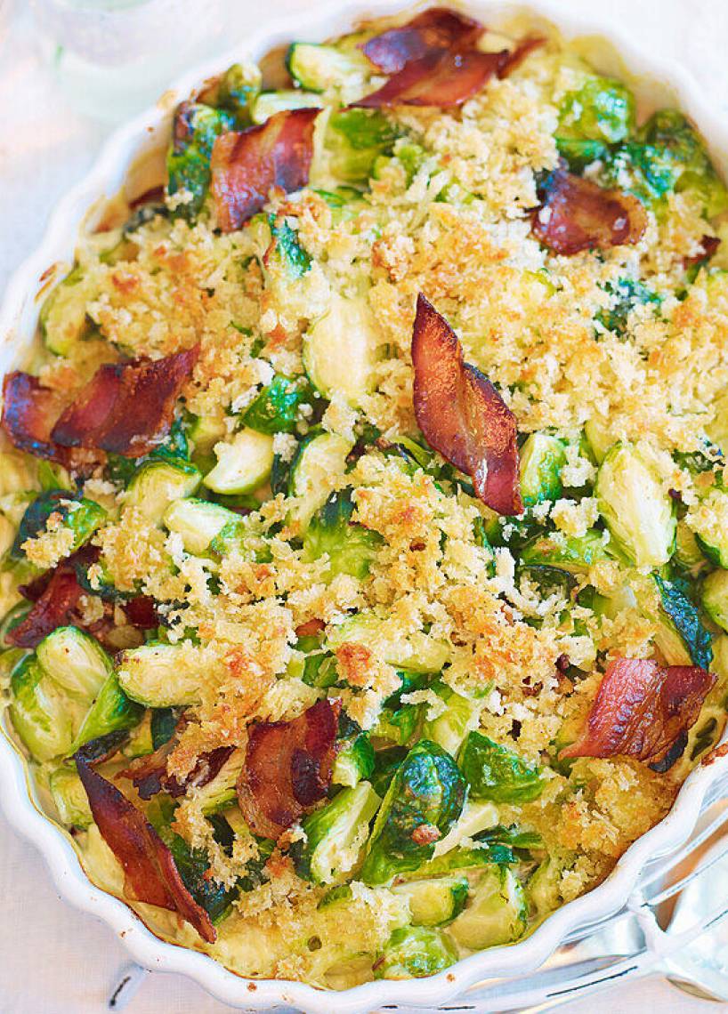 Rosenkohlauflauf mit Speck