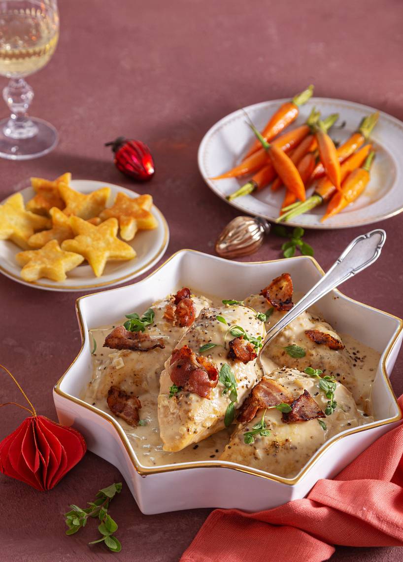 Honig-Senf-Hähnchen mit Kartoffelplätzchen