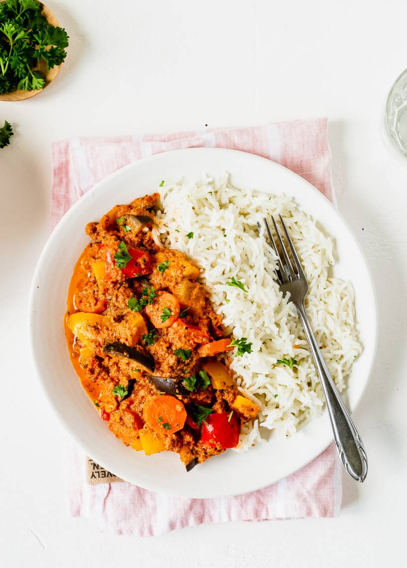 Gemüsepfanne mit Hackfleisch