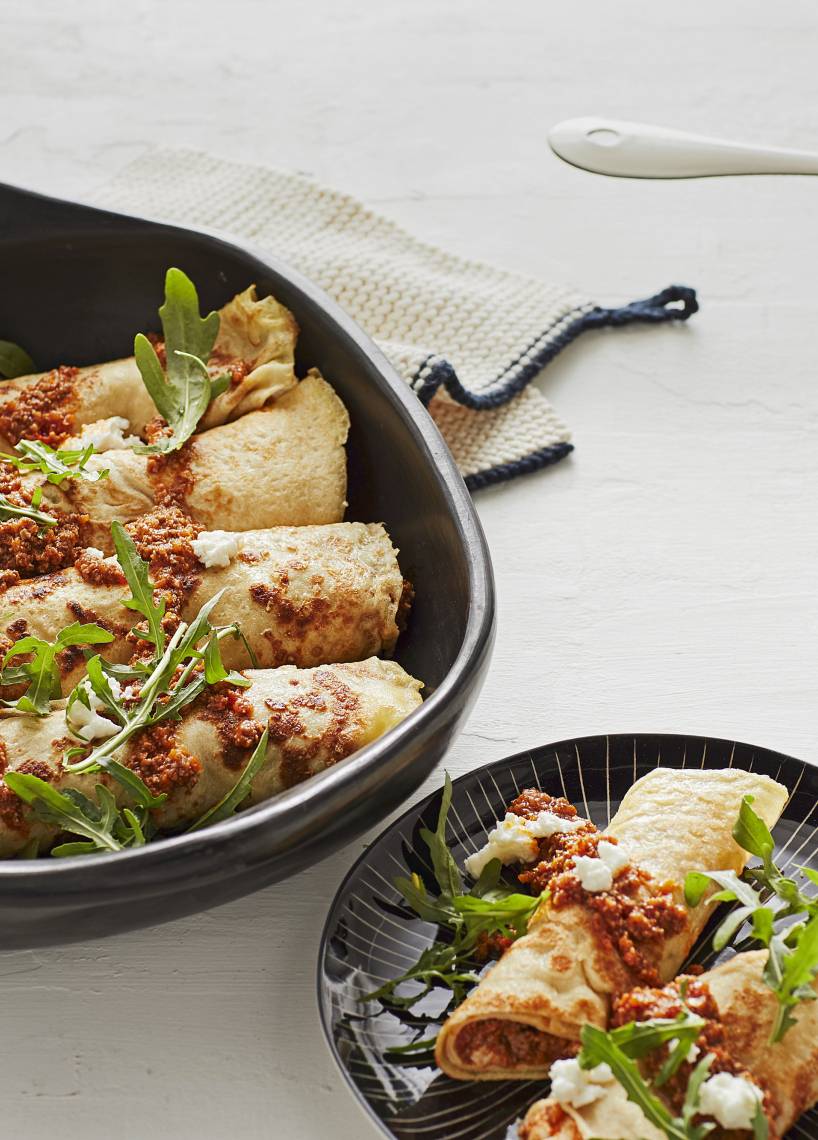 Pfannkuchen mit Bolognese Füllung