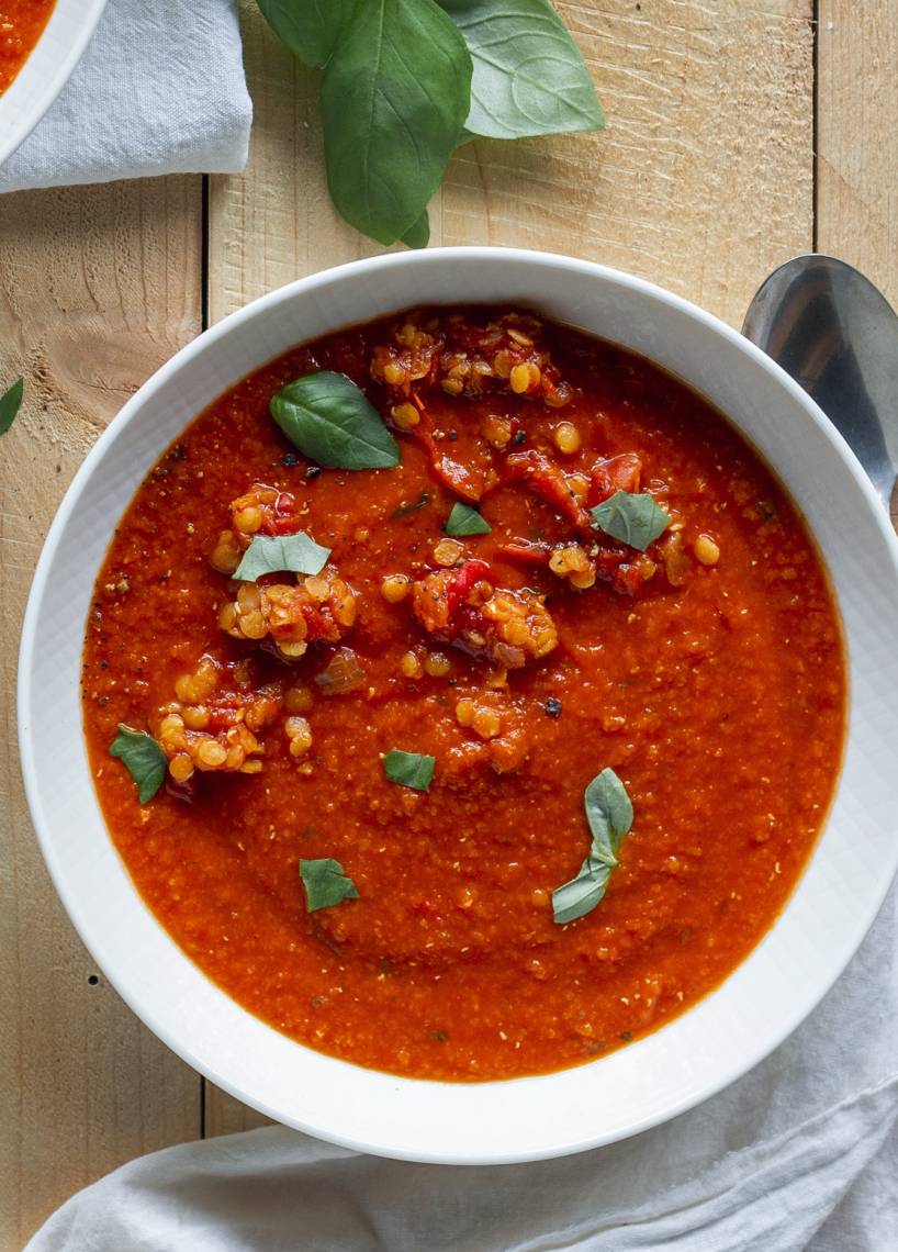 Tomaten-Paprika-One-Pot mit roten Linsen