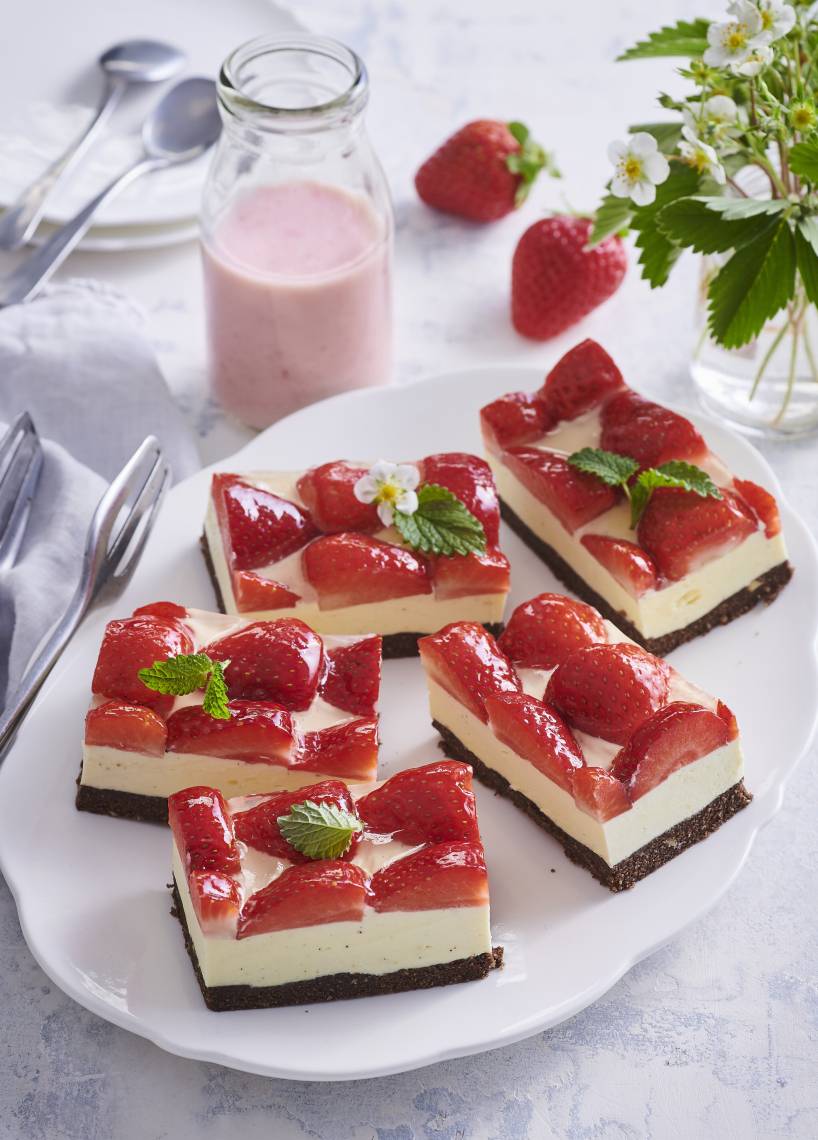 Erdbeer-Pudding-Schnitten ohne Backen mit dem Monsieur Cuisine | ZauberMix