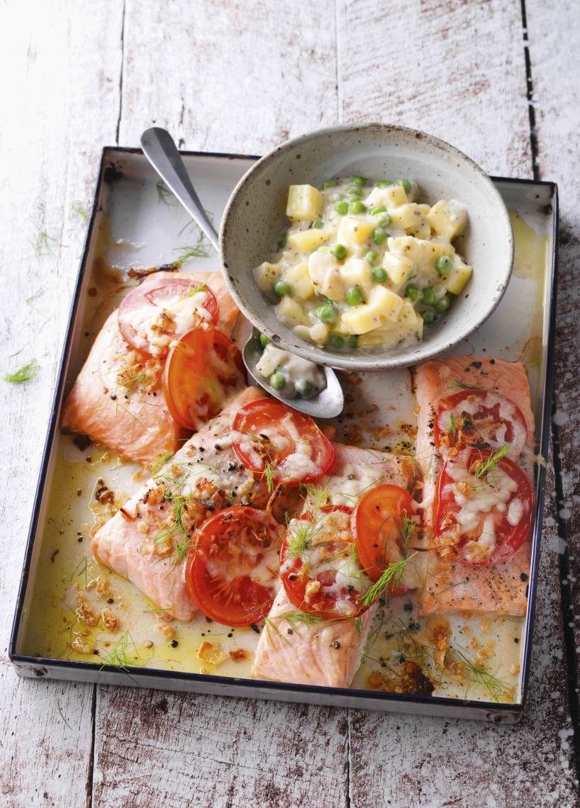 Ofen-Lachs mit Béchamel-Kartoffeln