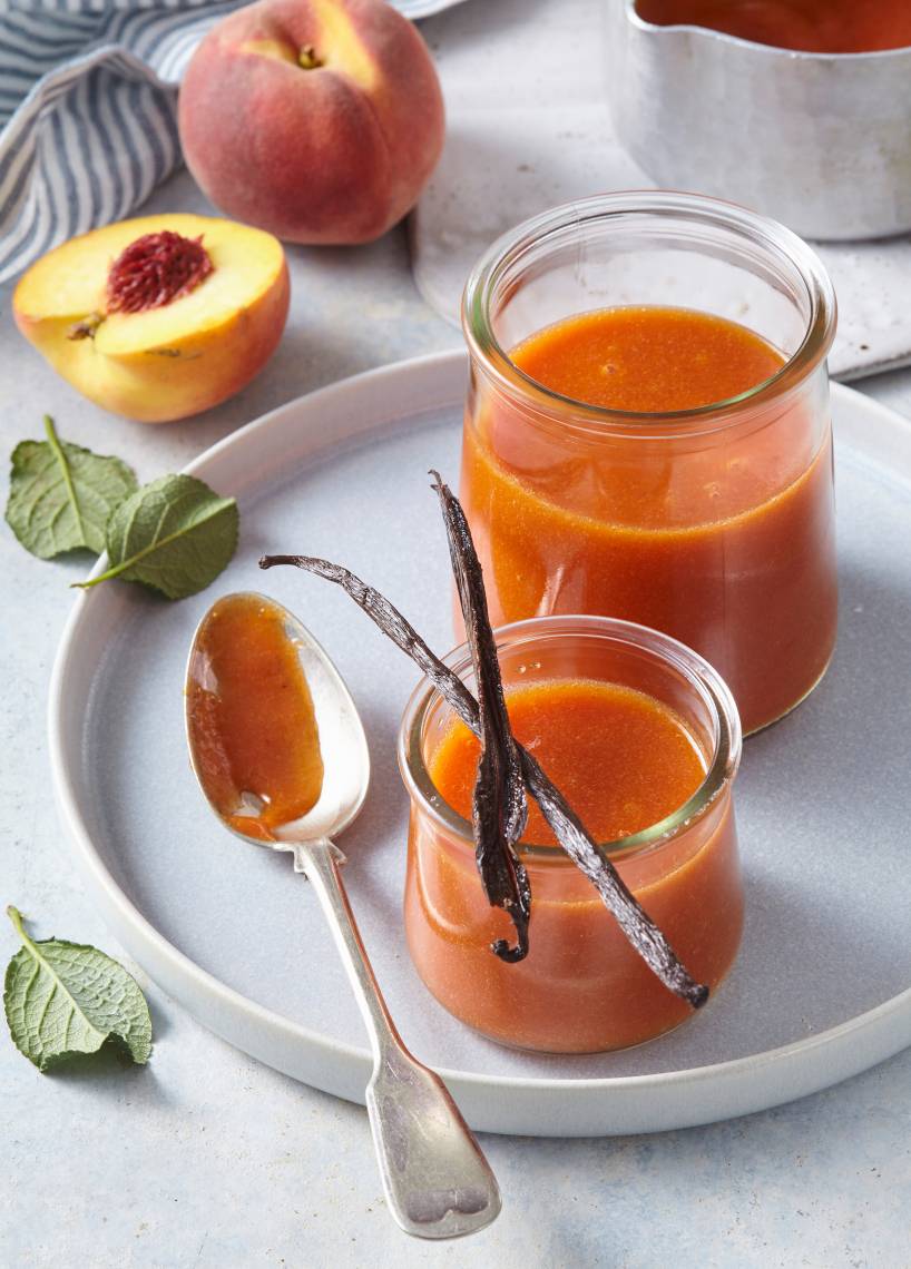 Pfirsich-Vanille-Samt mit wenig Zucker