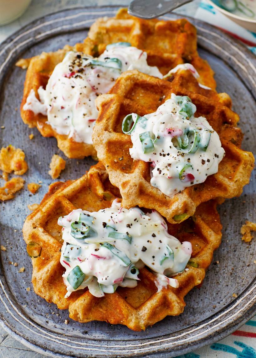 Waffeln mit Gemüsequark