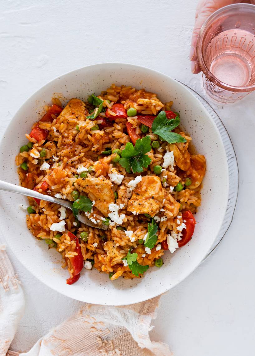 Reispfanne Djuvec-Art mit Geschnetzeltem