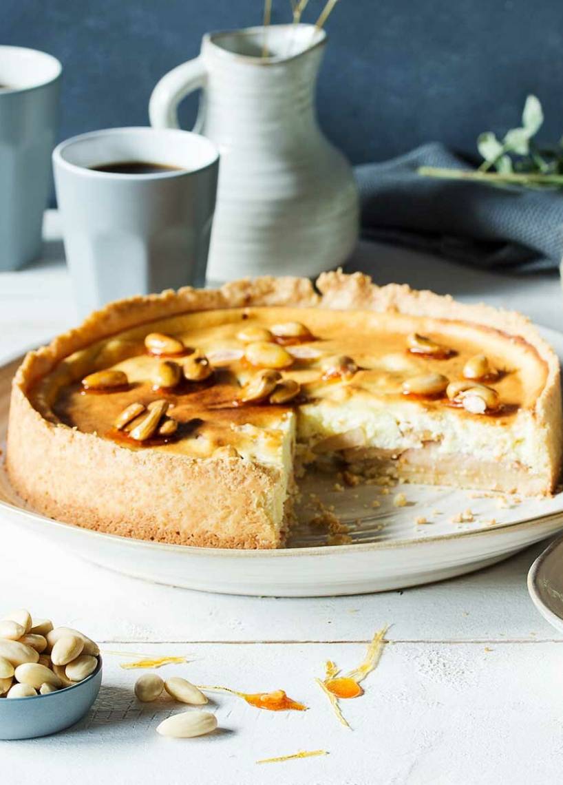 Apfel-Quark-Kuchen mit Mandeln