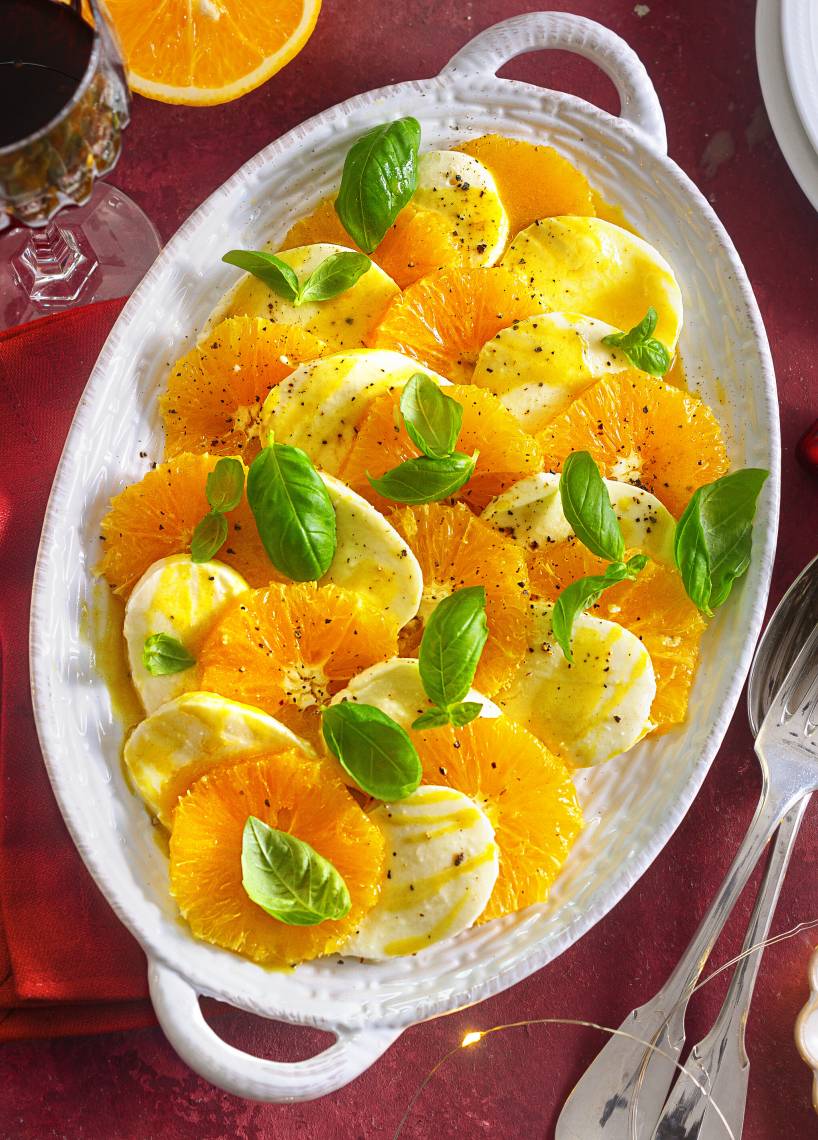 Orangen-Mozzarella-Caprese