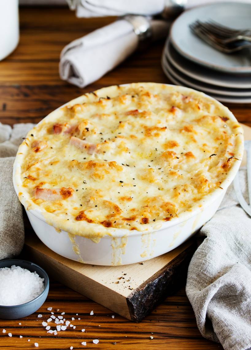 Kasseler-Sauerkraut-Stampf-Auflauf