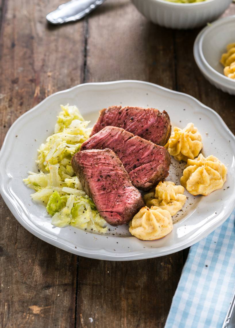 Sous-vide-Filet mit Herzoginkartoffeln