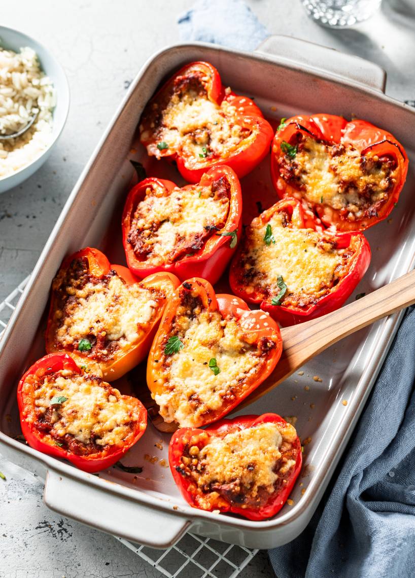 Gefüllte Paprika mit Veggie-Hack