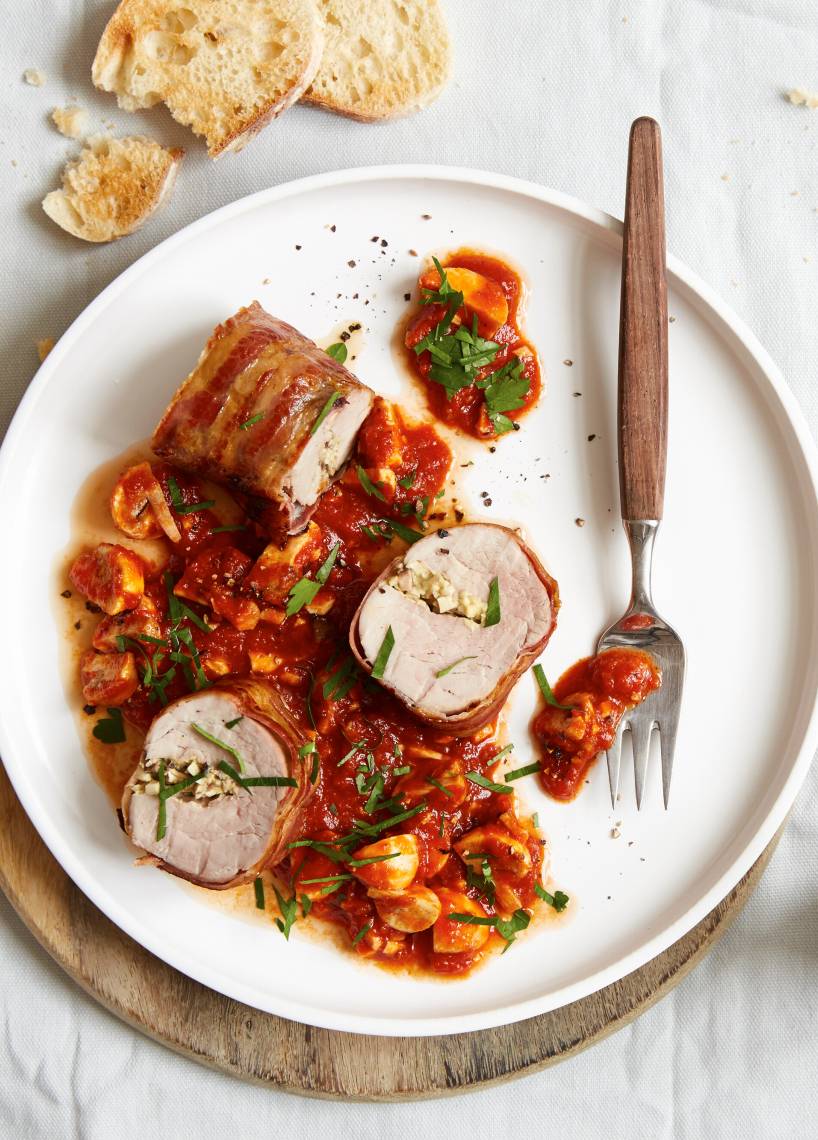 Gefülltes Schweinefilet mit Speck